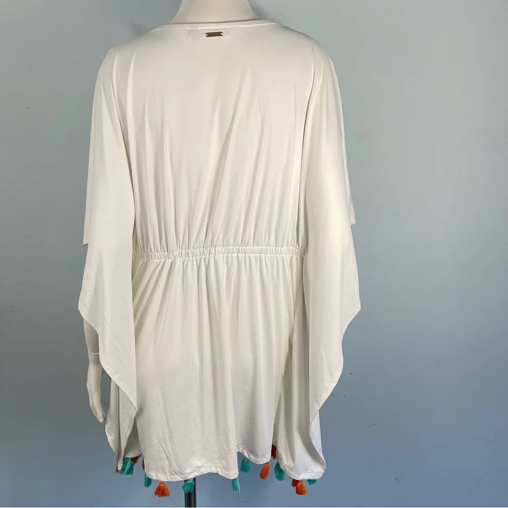 Cabana Life Cayman Kaftan Tunic Swim Cover‎ Up Size S /M White Embroidered